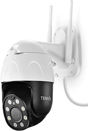 TENVIS Security Camera Outdoor - 1080P Home Security Surveillance IP Camera, Pan/Tilt 2.4G WiFi Camera, IP65 Waterproof, Night Vision, 2-Way Audio, Motion Detection, Cloud Camera, Works with Alexa