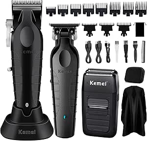 KEMEI Professional Hair Clipper, Hair Trimmer, Beard Shaver Set for men, Electric Cordless Barber Clipper Beard Trimmer, Rechargeable Fade Clipper Haircutting Kit, KM-2299, KM-2296, KM-1102