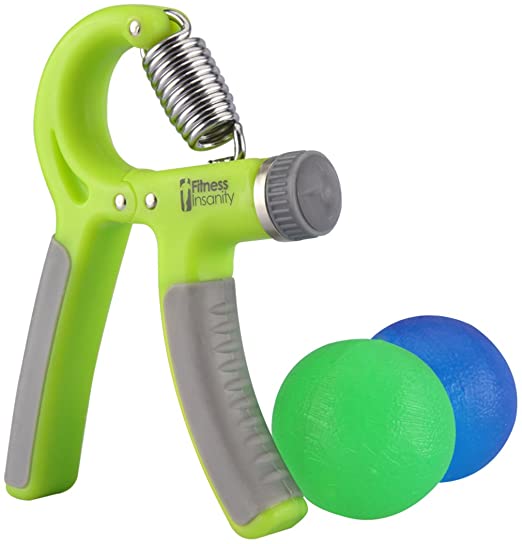 Hand Grip Strength Trainer Kit with 2 Hand Therapy Ball - Adjustable Resistance 22 to 88 Lbs - Non-Slip Gripper - Strengthening Exercises - Relieve Stress and Anxiety