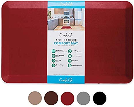 ComfiLife Anti Fatigue Floor Mat – 3/4 Inch Thick Perfect Kitchen Mat, Standing Desk Mat – Comfort at Home, Office, Garage – Durable – Stain Resistant – Non-Slip Bottom – Red, 20x32 Inch