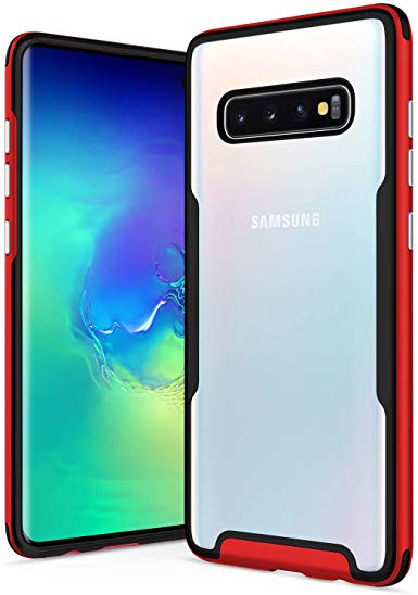Zizo Fuse Series Compatible with Samsung Galaxy S10 Case Thin Dual Layered Red Clear