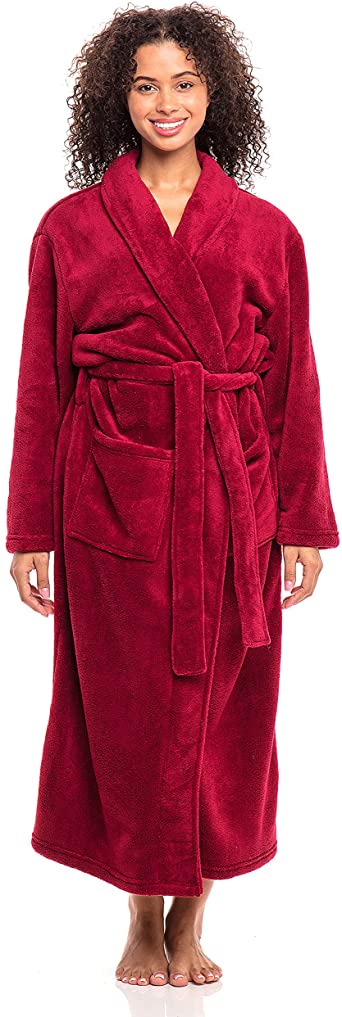 Alexander Del Rossa Women's Warm Fleece Winter Robe, Long Plush Bathrobe