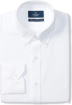 Amazon Brand - BUTTONED DOWN Men's Tailored Fit Button-Collar Solid Pinpoint Dress Shirt, Supima Cotton Non-Iron