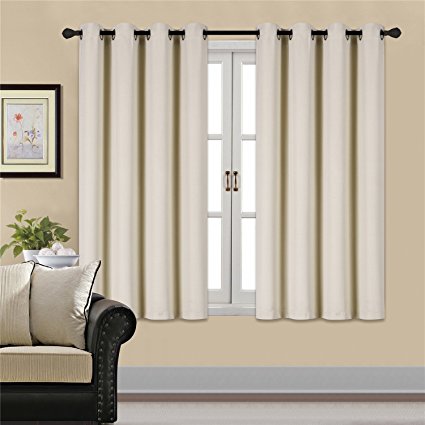 Blackout Curtains Thermal Insulated Beige Curtains for Bedroom 2 Panels (W52'' x L63'', Beige)