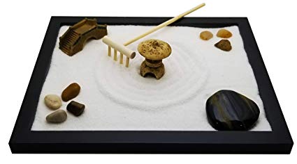 Zenfy Zen Sand Garden for Desk with Rake, Rocks and Figures