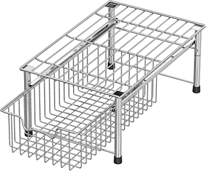 SHW Stackable Basket Drawer, Chrome