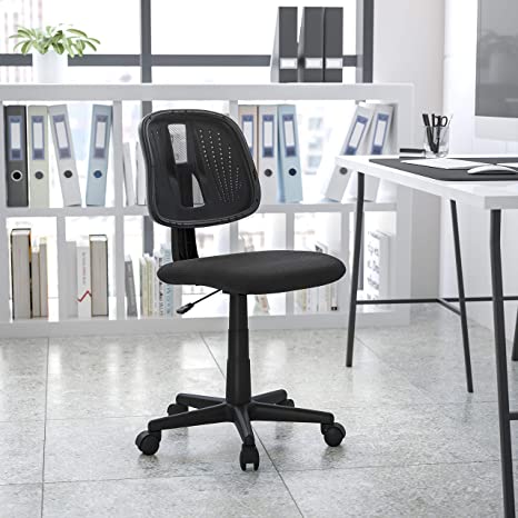 Flash Fundamentals Mid-Back Black Mesh Swivel Task Office Chair with Pivot Back