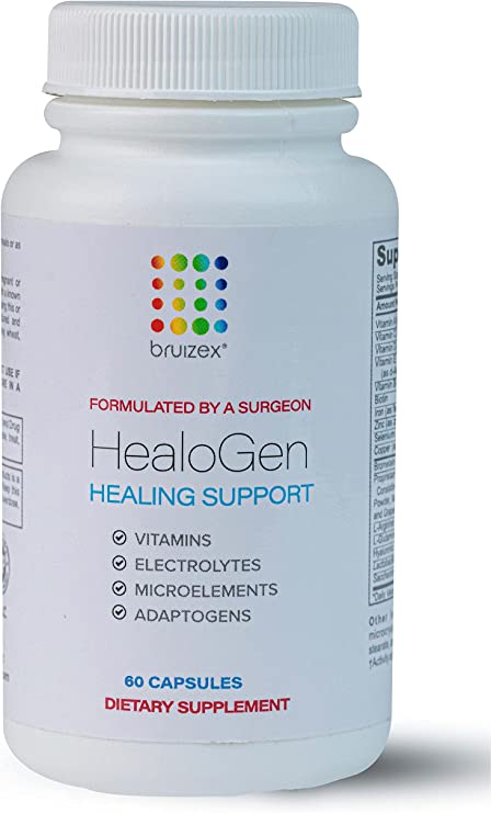 Bruizex HealoGen: Healing Supplement for Wound Skin & Scars I Recovery Vitamins Post Surgery, lipo, BBL, c-Section, Liposuction, Tummy Tuck I Lymphatic Drainage Support I 60 caps