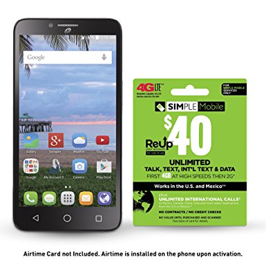 Simple Mobile Alcatel Pixi Glory 4G LTE Prepaid Smartphone with Free $40 Airtime Bundle