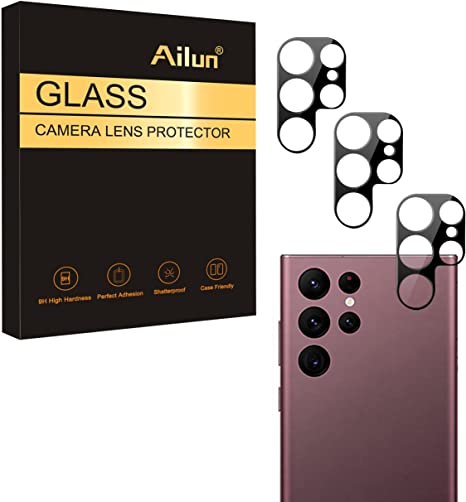 Ailun Camera Lens Protector Compatible for Galaxy S22 Ultra 3Pack Tempered Glass, Anti-Scratch, Case Friendly