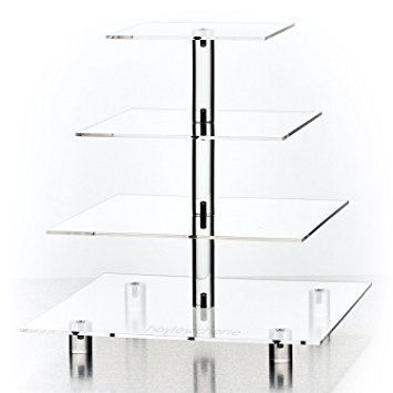 Hayley Cherie 4-Tier Square Cupcake Stand - Acrylic Tiered Cake Stand - Dessert or Cupcake Tower (Large)