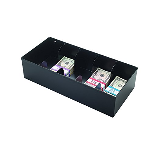 Steelmaster 5-Compartment Currency Tray, Black, 3.75" x 15.125" x 7" (225107204)