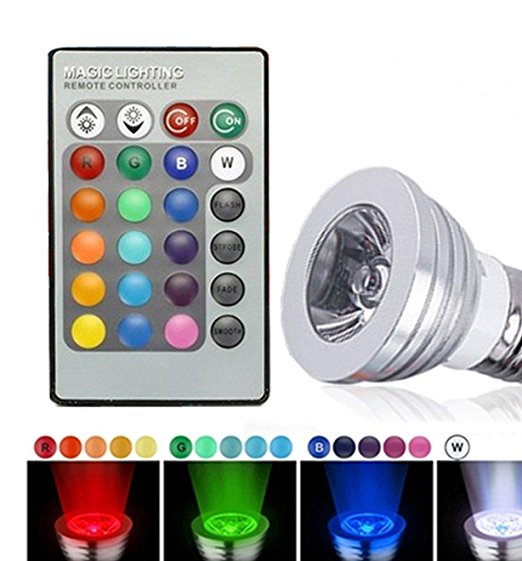 Vstorm Remote Control 16 Color LED Spotlight Bulb 3W E27 Socket Type Lifespan 25000 Hours