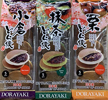 Japanese Dorayaki Baked Bean Cake Pack of 3 ( 15 pcs Total ) 32oz Product of JAPAN (Variety Pack of 3)