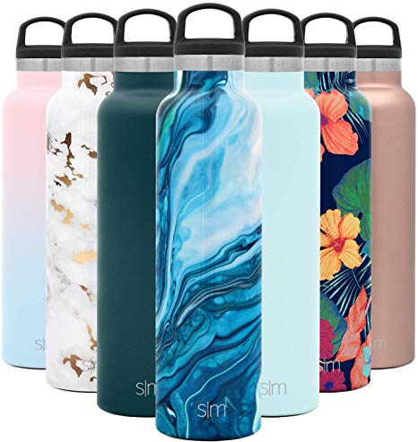 Simple Modern 24oz Ascent Water Bottle - Hydro Vacuum Insulated Tumbler Flask w/Handle Lid - Double Wall Stainless Steel Reusable - Leakproof Pattern: Ocean Geode