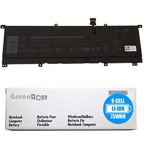 GreenTech New 8N0T7 Replacement Battery for Dell XPS 15 9575, XPS 9575 - GreenTech 11.4V 75Whr 6 Cell Battery TMFYT 0TMFYT