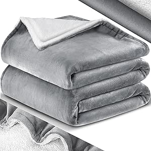 KESSER® Kuscheldecke Flauschige Sherpa Extra Weich & Warm Wohndecke Flanell Fleecedecke, Falten beständig/Anti-verfärben als Couchdecke Sofadecke oder Bettüberwurf, 130 cm x 150 cm (L) Grau