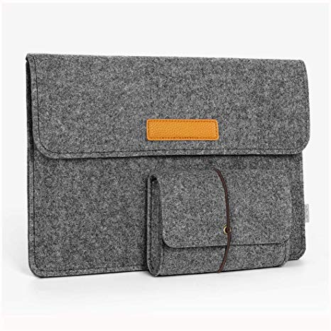 MacBook pro 13 inch Sleeve JSVER Portable Felt Laptop Sleeve Protective Case for MacBook Air/MacBook Pro 2016-2018, MacBook Air 2017-2018 Ultra Slim Notebook, Ultrabook, Dark Gray