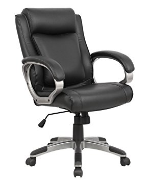 Executive Mid-Back Office Chair (05188A) w/ Adjustable Pivoting Lumbar Support. Ergonomic Chair Racing Gaming Chair, Computer Swivel Chair w/Armrests, ProHT - Black