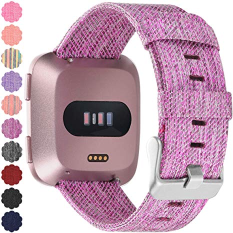 Maledan Replacement for Fitbit Versa Bands Women Men Large Small, Woven Fabric Accessories Strap Wrist Band Compatible with Fitbit Versa Smart Watch