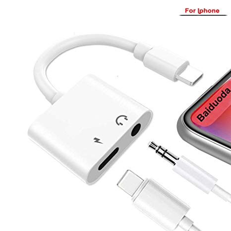 Headphone Aux 3.5mm Jack Adapter Dongle Splitter Charger and Audio 2 in 1 Connector for lPhone 5s to Xs Max Supporting All I-O-S Systerm