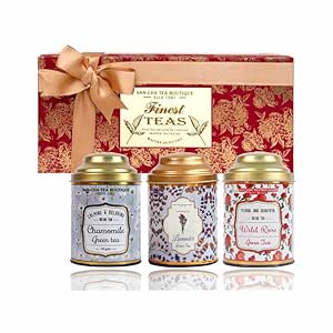 Sancha Tea Boutique, Maison Tea Gift Box, Rose Tea, Chamomile Tea & Lavender Green Tea, Whole Leaf Tea Leaves, Natural Ingredients, Tea Assortment, Healthy Gift, Festive Gift