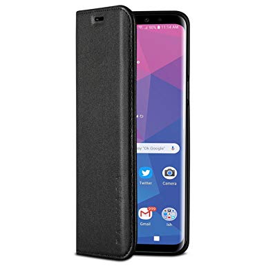 KANVASA Galaxy S10 Pus Leather Case Flip Cover Black Pro Premium Genuine Leather Wallet Book Folio Case for The Original Samsung Galaxy S 10 Plus (6,4") - Ultra Thin with Magnetic Closure
