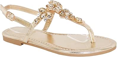 TRENDSup Collection Womens T-Strap Buckle Flats Sandals