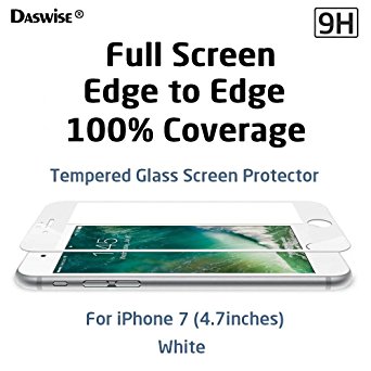 iPhone 7 Screen Protector, Daswise 2016 Full Screen Anti-scratch Tempered Glass Protectors with Curved Edge, Cover Edge-to-Edge, Screens from Drops, HD Clear, Bubble-free, Shockproof (4.7 White)