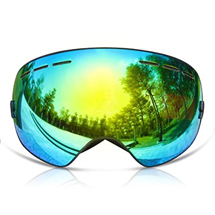 Ski Goggles,GANZTON Skiing Goggles Snowboard goggles Double Lens Anti-UV Anti-Fog Skating Goggles For Women And Men, Boys And Girls