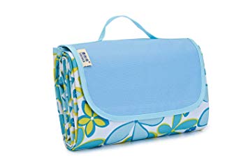 MOSTON Sand Free Compact Waterproof Picnic Blanket, Extra Large 80" x 80" Portable Beach Mat for Travel, Camping, Hiking, Festivals - Blue