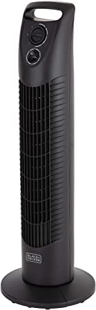 BLACK DECKER BXFT50002GB Tower Fan, 3 Speed Settings with 80 Degree Oscillation and Safety Features, 30 Inch, Black