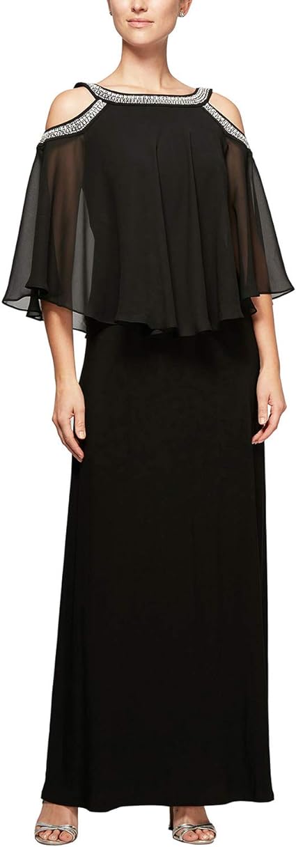 Alex Evenings Women's Cold Shoulder Popover Dress