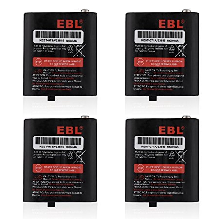 EBL Pack of 4 Motorola 53615 KEBT-071A KEBT-071-B KEBT-071-C KEBT-071-D Two-Way Radio Rechargeable Batteries 3.6V 1000mAh for Talkabout