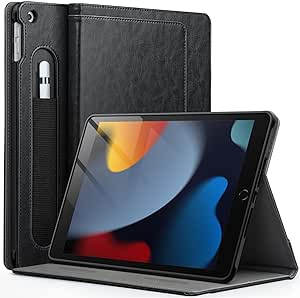 JETech Case for iPad 10.2-Inch, 9th/8th/7th Generation (2021/2020/2019) with Pencil Holder, Multi-Angle Stand Soft TPU Protective Cover Auto Wake/Sleep (Black)