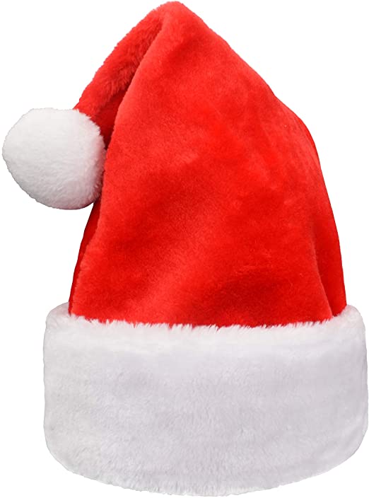 ELFJOY Santa Hat for Adults Thick Red Plush Comfort Liner Christmas Hat