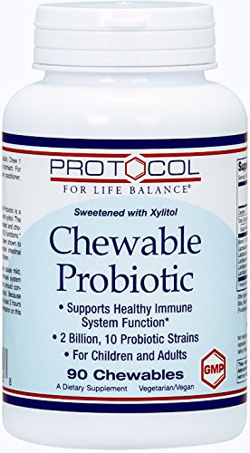 Protocol For Life Balance - Chewable Probiotic - Supports Healthy Immune System Function - Sweetened with Xylitol - 90 Chewables