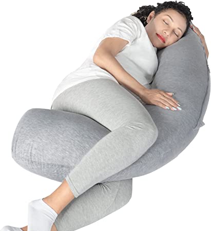 Pregnancy Pillow, RUKOY Pregnancy Body Pillow for Side Sleeping, Upgraded Portable Maternity Pillow for for Pregnancy, Full Body Pillow with Velvet Pillowcase for Head Belly Back Leg Support