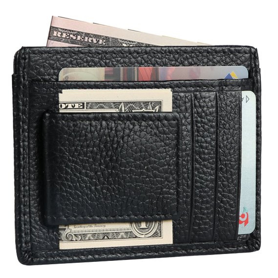Leather Multipocket Purselecxci Card Wallet Casesuper Slim Card Holdersoft Minimalist Wallet with Cash Clip