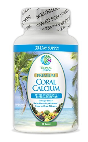 Tropical Oasis Premium Coral Calcium - 1270mg Natural Coral Calcium w/Magnesium and Vitamin D - Proprietary blend for max absorption. Helps keep bones healthy & pH levels balanced naturally* - 60ct