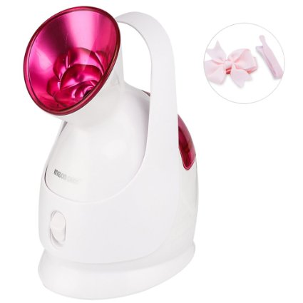 KINGDOMCARES Nano Ionic Warm Mist Facial Steamer Personal Sauna SPA Quality Salon Skin Care Granule Ionic Water Particles face Moisturizing Sprayer Humidifier Facial Hydration System Atomizer Rose