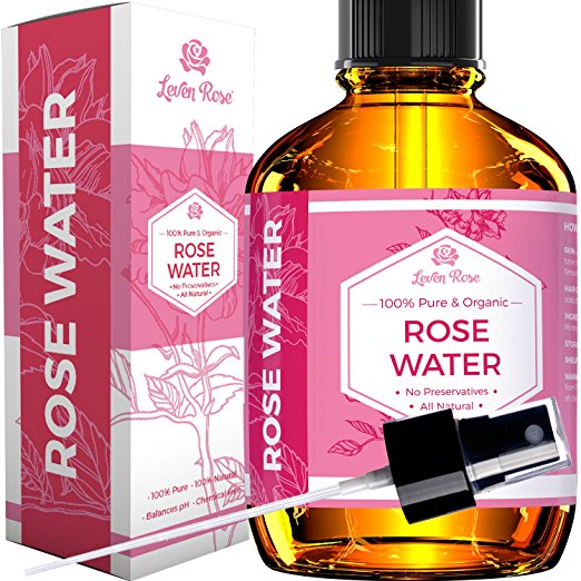 Rose Water Facial Toner by Leven Rose – 100% Pure Organic Natural Moroccan Rosewater Hydrosol Face Spray - 118 ml