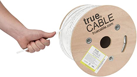 trueCABLE Cat6 Outdoor, 500ft, Waterproof, Direct Burial Rated CMX, White, 23AWG Solid Bare Copper, 550MHz, ETL Listed, Unshielded UTP, Bulk Ethernet Cable