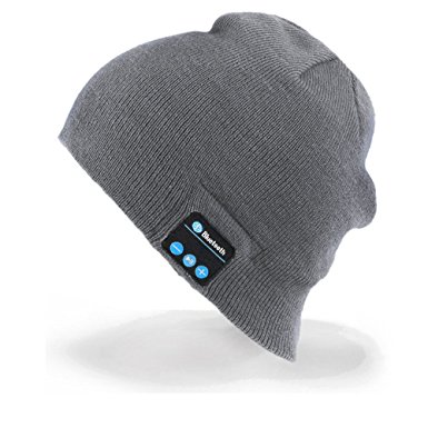 Momoday Bluetooth Music Soft Warm Beanie Hat Cap with Stereo Headphone Headset Speaker Wireless Mic Hands-free for Men Women Speaker Winter Outdoor Sport Best Gift (Light Grey)