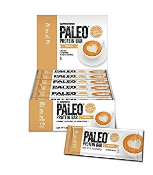 Paleo Protein Bar® (Espresso) 12 Bars (20g Egg White Protein 2 Net Carbs w/100mg Organic Caffeine)