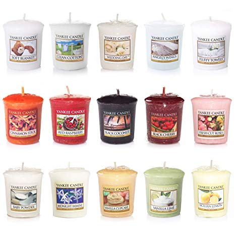 Yankee Candle Votive Value Bundle with 15 Votive Scented Candles, Mixed Popular Fragrances