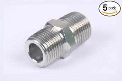 LTWFITTING Class 3000 Stainless Steel 316 Pipe Hex Nipple Fitting 1/2" Male NPT Air Fuel Water (Pack of 5)