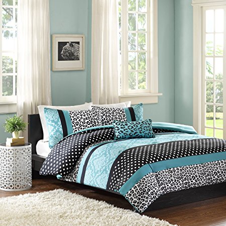 Mi Zone - Chloe Comforter Set - Teal - Twin/ Twin XL - Pieced Design - Polka Dots - Includes 1 Comforter, 1 Sham, 1 Decorative Pillow