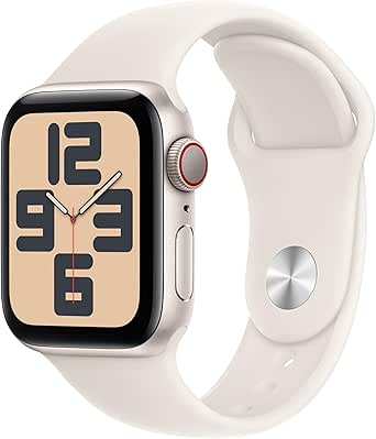 Apple Watch SE (2. Generation) GPS   Cellular 40 mm Smartwatch mit Aluminiumgehäuse in Polarstern und Sportarmband in Polarstern (S/M). Fitness und Schlaftracker, Unfallerkennung, Herzfrequenzmesser