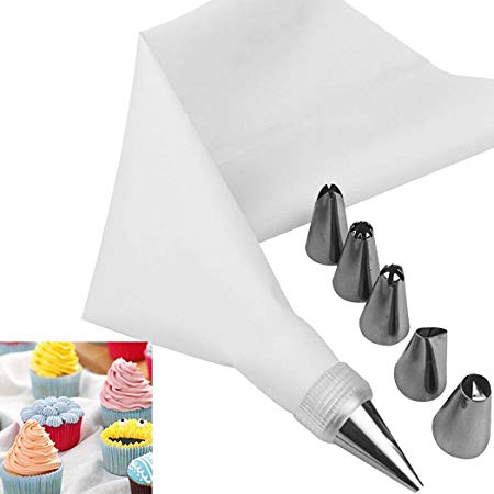 Dongtu Sholdnut 8 PCS/Set Silicone Icing Piping Cream Pastry Bag   6 Stainless Steel Nozzle Set DIY Cake Decorating Tips Bakeware Utensil for Cook Decorating & Pastry Bags